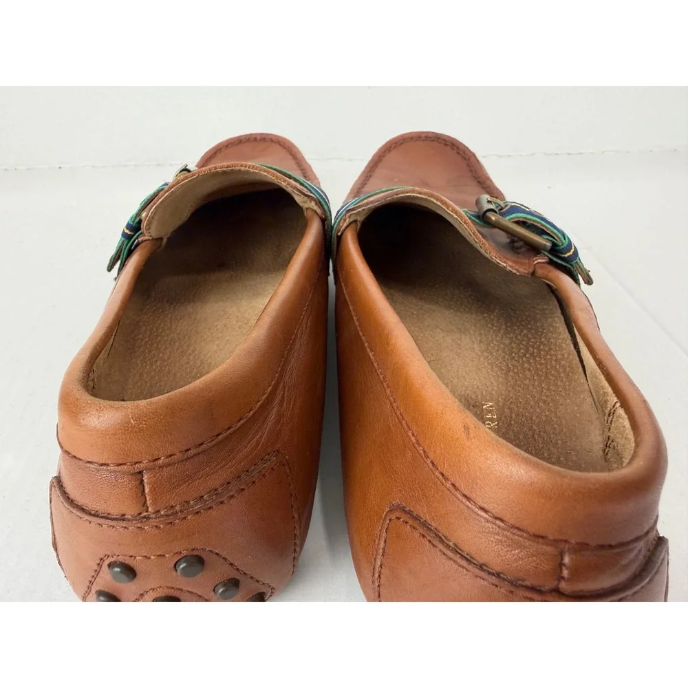 Polo Ralph Lauren Loafers Wessel Leather 9D Tan Brown Preppy Buckle Drivers